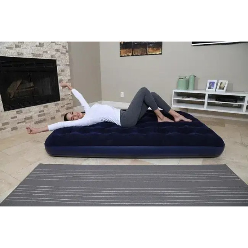 Надувний матрац ПВХ двомісний до 200кг 191х73х22см Avenli Flocked Air Bed Twin Blue Надувний матрац ПВХ двомісний до 200кг 191х73х22см Avenli Flocked Air Bed Twin Blue