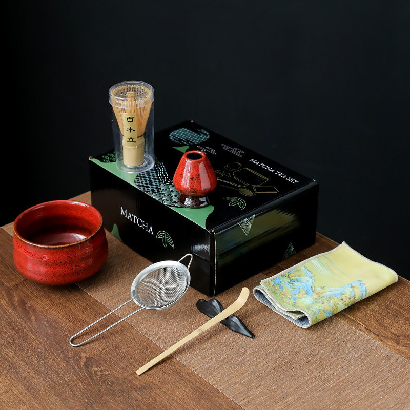 Набір для приготування чаю матча 7 предметів Matcha Tea Set Mavanti 9818 Red