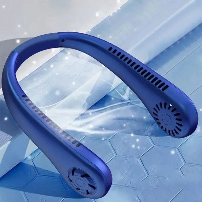 Портативний міні-вентилятор безлопатевий акумуляторний Neck Fun NF-2181 Blue