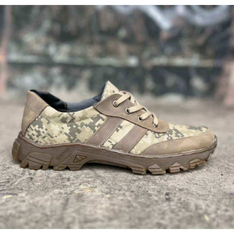 Кросівки тактичні чоловічі Light Tactic 45 розмір 30 см гладка шкіра і Кордура 1000D демісезонні з посиленими устілками Коричневий/Піксель