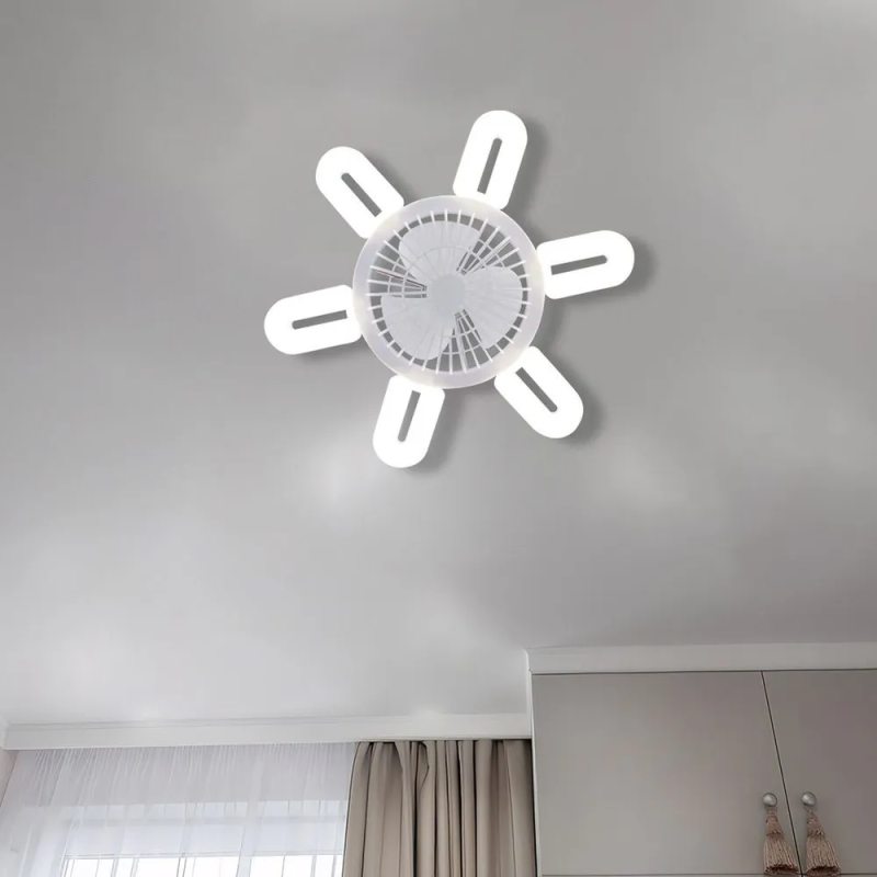 Світлодіодна стельова лампа E27 60Вт зі складним вентилятором на 6 лопатей White