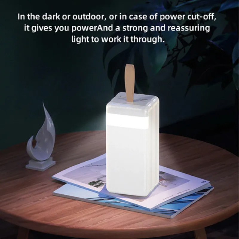 Портативний зарядний пристрій 50000 mAh швидкого заряджання 22,5W та ліхтариком K-506 Білий
