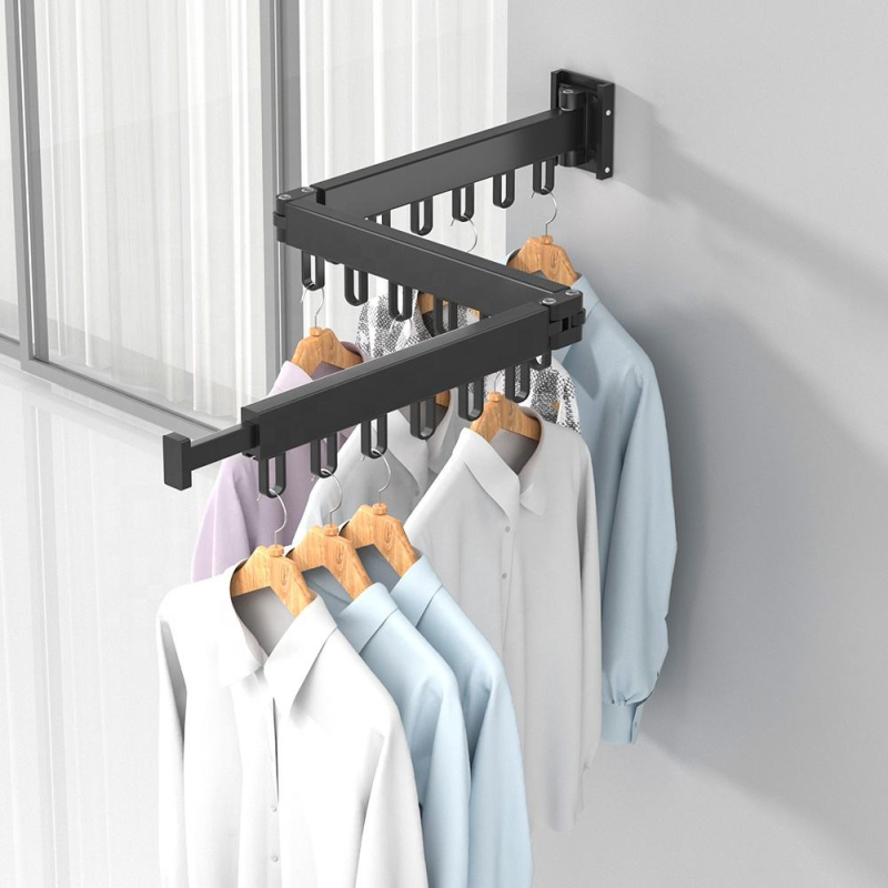 Розкладна настінна вішалка-сушарка Easy Dry 101x23х10х6.5см LS-7828 Black Розкладна настінна вішалка-сушарка Easy Dry 101x23х10х6.5см LS-7828 Black