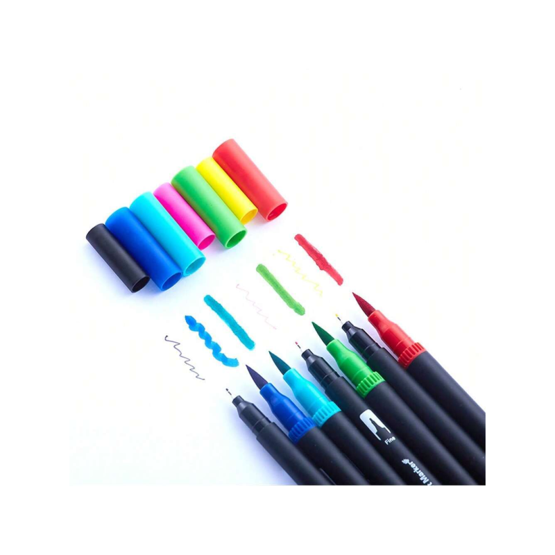 Набір двосторонніх акварельних маркерів на водній основі з чохлом 60 штук Dual Brush Pens Multicolored