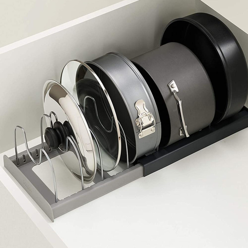 Органайзер розсувний для кришок і посуду з піддоном Easy Save ES-8765 Grey