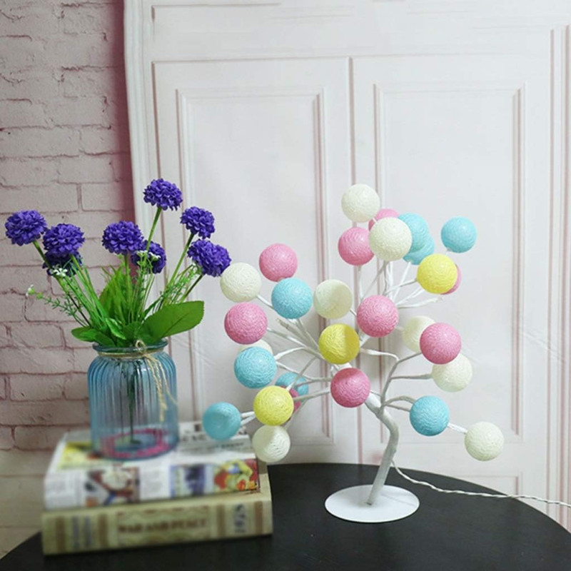 Лампа LED настільна 24 LED з гнучкими гілками 220Вт тепле світло Дерево кольорові кулі SFK-28 White