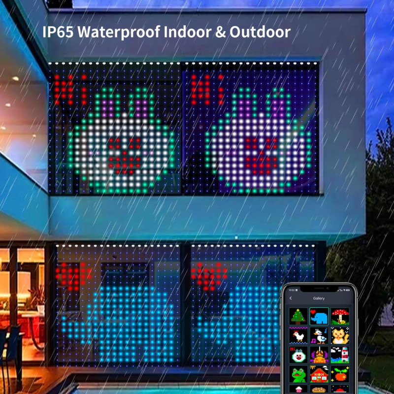 Програмована новорічна LED гірлянда штора з телефонним керуванням і пультом ДУ 2х2м USB, App SFK-07 Multicolor