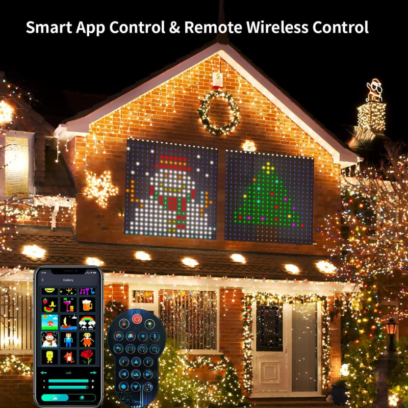 Програмована новорічна LED гірлянда штора з телефонним керуванням і пультом ДУ 2х2м USB, App SFK-07 Multicolor