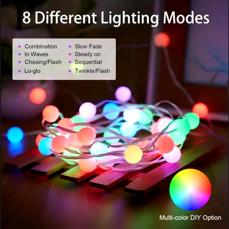 Розумна гірлянда Матова кулька з пультом і управлінням з телефону 10м USB Bluetooth на ялинку SFK-03 Warm white