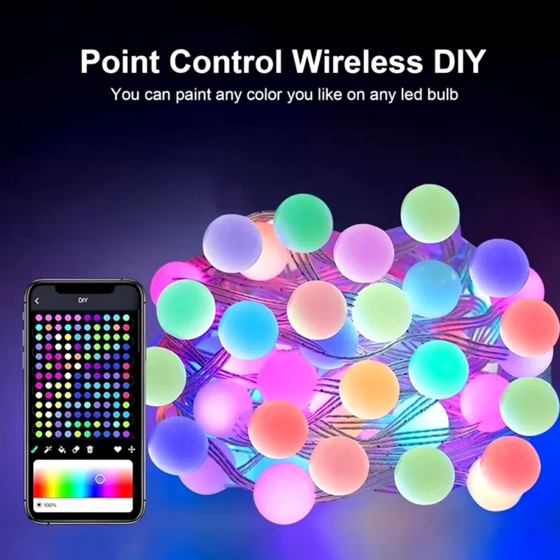 Розумна гірлянда Матова кулька з пультом і управлінням з телефону 10м USB Bluetooth на ялинку SFK-03 Warm white