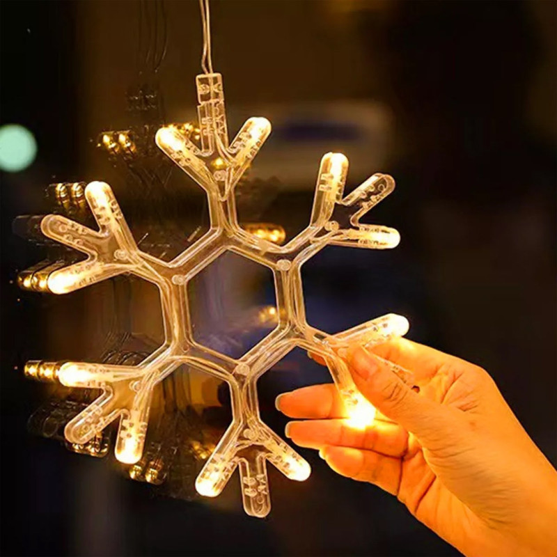 Новорічна гірлянда-штора Сніжинка і зірочка 3 м*80 см Теплий білий Гірлянда на 8 режимів SFK-19