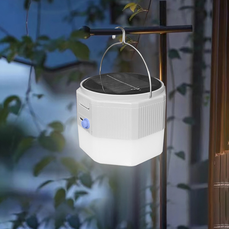 Кемпінговий підвісний ліхтар USB на сонячній батареї 3600 мАг з гачком SENDL AY-LYD09 White