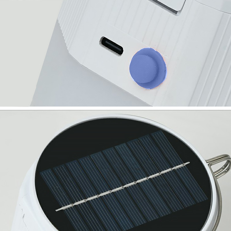 Кемпінговий підвісний ліхтар USB на сонячній батареї 3600 мАг з гачком SENDL AY-LYD09 White