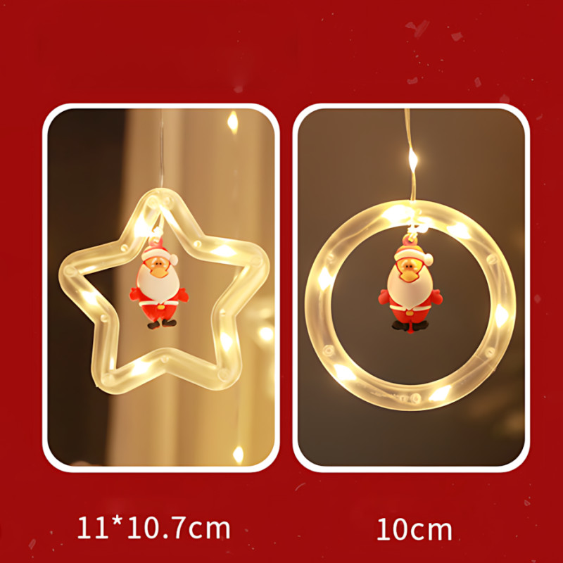 Новорічна гірлянда-штора зірка і коло з іграшкою 8 режимів роботи тепле світло 3 м х 0,8 м SFK-23