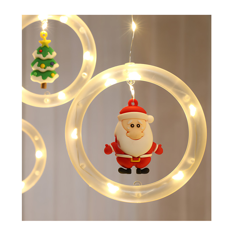 Новорічна гірлянда-штора зірка і коло з іграшкою 8 режимів роботи тепле світло 3 м х 0,8 м SFK-23