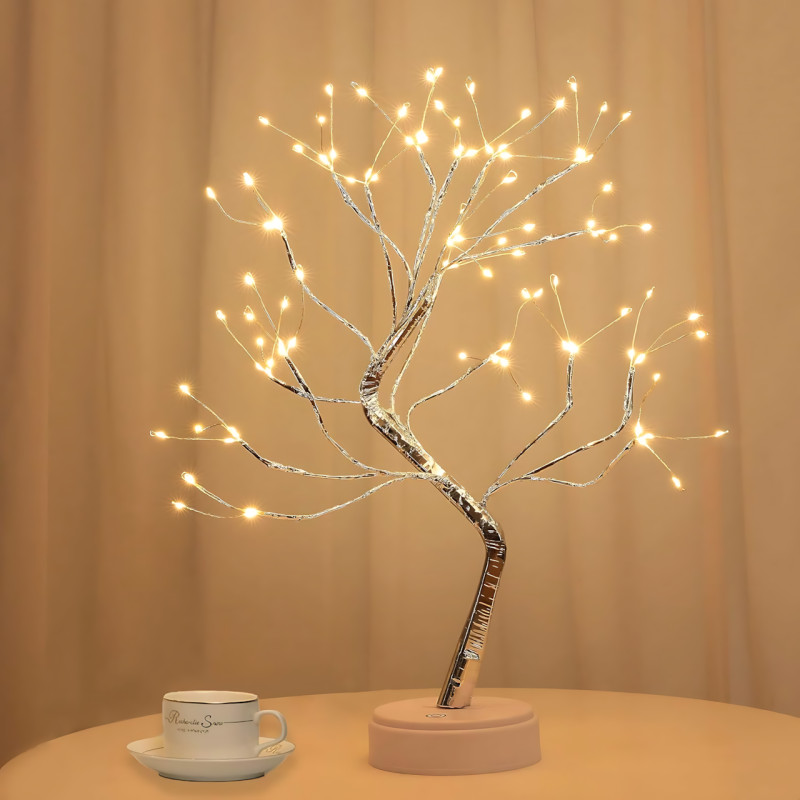 Настільний світлодіодний світильник Дерево срібне-краплі LED лампа нічник дерево-бонсай 50 см USB + батарейки AA 3шт SFK-26 Silver Настільний світлодіодний світильник Дерево срібне-краплі LED лампа нічник дерево-бонсай 50 см USB + батарейки AA 3шт SFK-26 Silver