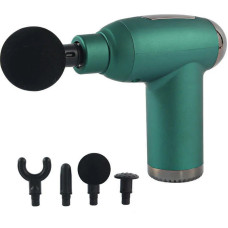 Ручний масажер вібраційний пістолет акумуляторний з 4 насадками FASCIAL GUN JY-311 Green