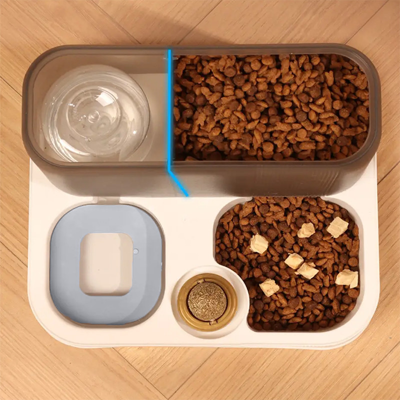 Миска для котів собак з автоматичною поїлкою 1 л і кормом 2,8 л Taotaopets 193306 Gray + White