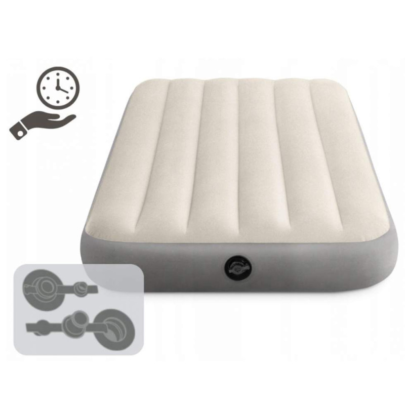 Надувний матрац одномісний зі спеціальними поперечними перегородками всередині каркасу SINGLE-HIGH 191x99x25см Intex 64101 Grey