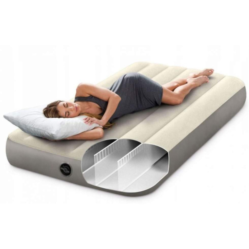 Надувний матрац одномісний зі спеціальними поперечними перегородками всередині каркасу SINGLE-HIGH 191x99x25см Intex 64101 Grey