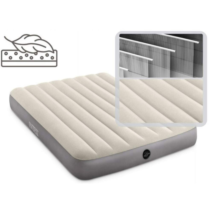 Надувний матрац полуторний ПВХ із велюровим покриттям до 175кг Intex 64102 191x137x25см Grey