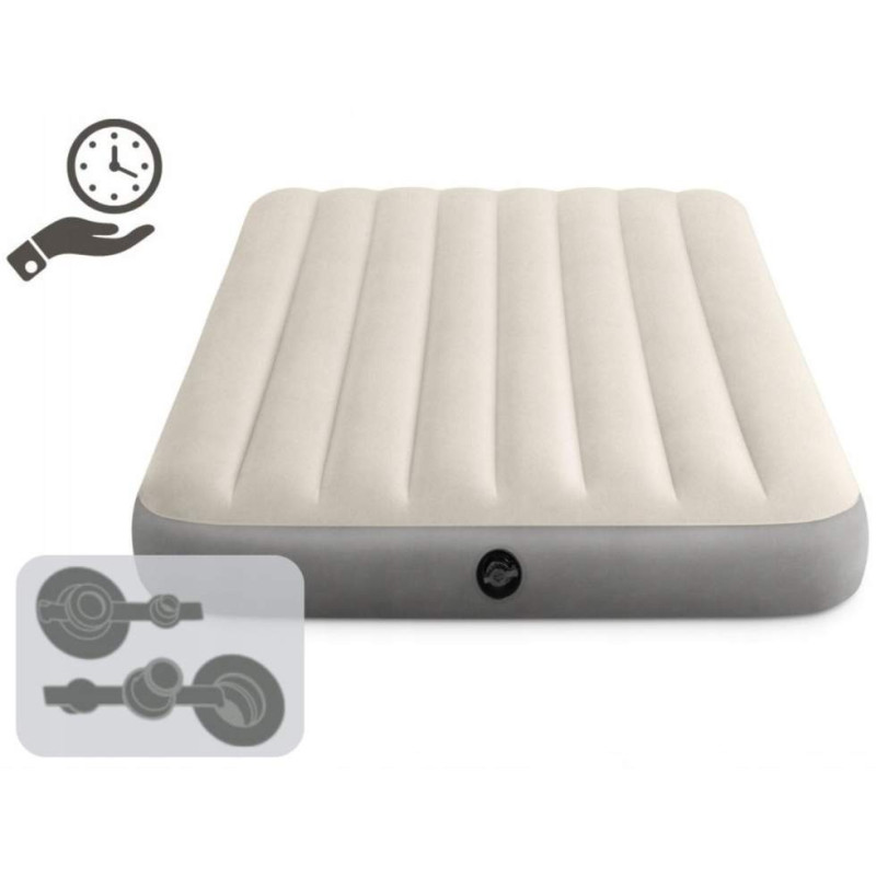 Надувний матрац полуторний ПВХ із велюровим покриттям до 175кг Intex 64102 191x137x25см Grey