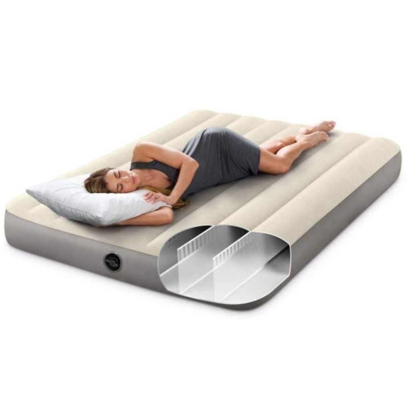 Надувний матрац полуторний ПВХ із велюровим покриттям до 175кг Intex 64102 191x137x25см Grey