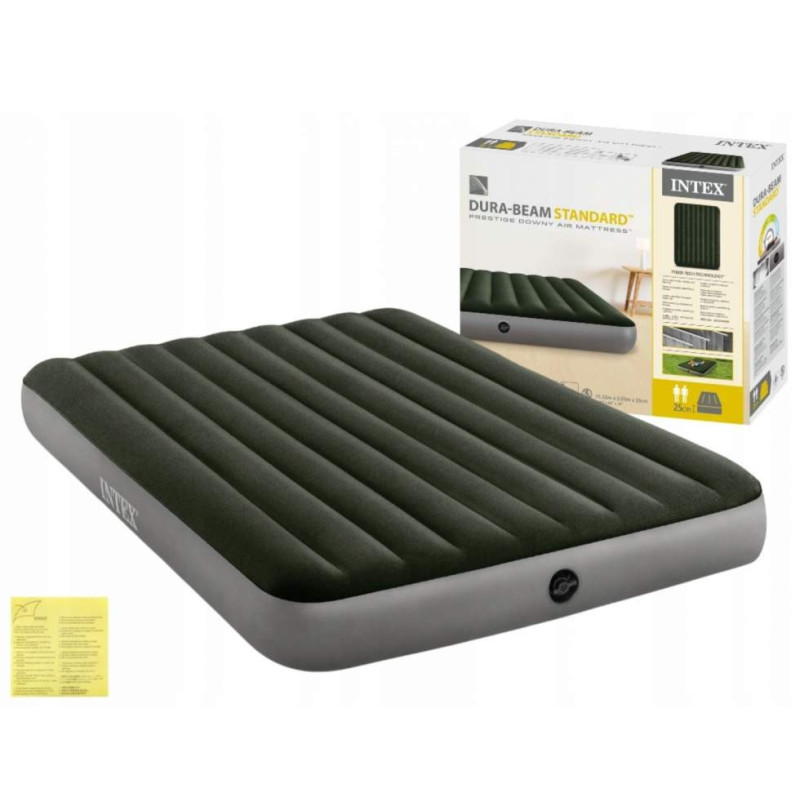 Двомісний надувний матрац ПВХ з велюровим покриттям до 272кг Intex 64109 203x152x25см Green