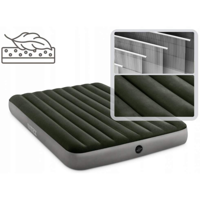 Двомісний надувний матрац ПВХ з велюровим покриттям до 272кг Intex 64109 203x152x25см Green