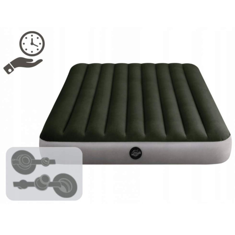 Двомісний надувний матрац ПВХ з велюровим покриттям до 272кг Intex 64109 203x152x25см Green