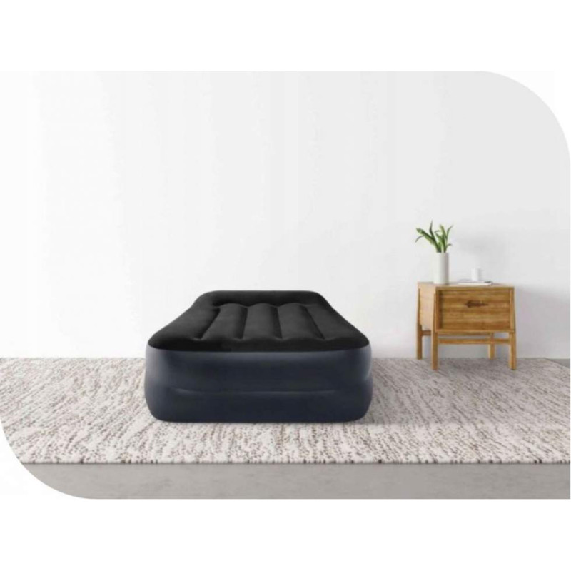 Одномісне надувне ліжко 191 x 99 x 42см, матрац із вбудованим usb-електронасосом  Intex 64122 Black