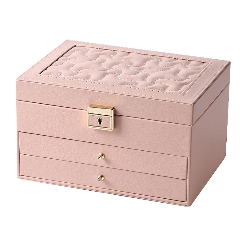 Трирівнева скринька 23*17*13,5 см для прикрас і ювелірних виробів на замку з ключем Casegrace SP-01265 Pink Трирівнева скринька 23*17*13,5 см для прикрас і ювелірних виробів на замку з ключем Casegrace SP-01265 Pink