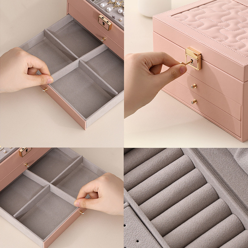 Трирівнева скринька 23*17*13,5 см для прикрас і ювелірних виробів на замку з ключем Casegrace SP-01265 Pink Трирівнева скринька 23*17*13,5 см для прикрас і ювелірних виробів на замку з ключем Casegrace SP-01265 Pink