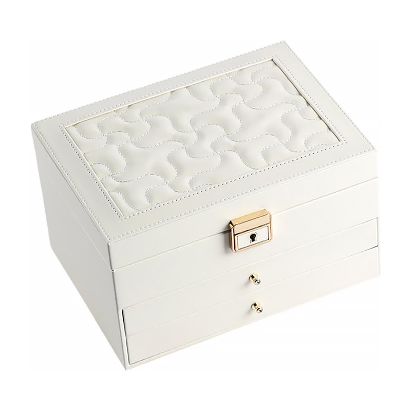 Трирівнева скринька 23*17*13,5 см для прикрас і ювелірних виробів на замку з ключем Casegrace SP-01265 White