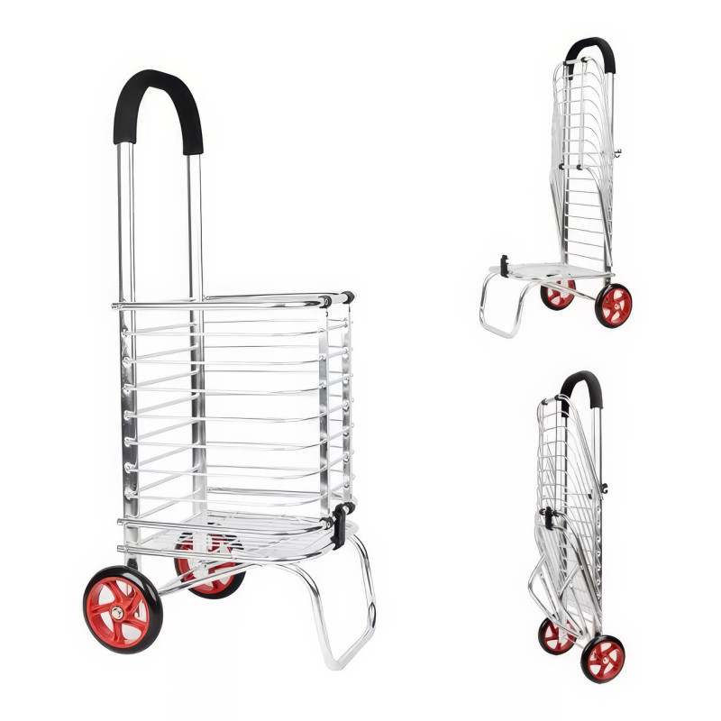 Складний візок алюмінієвий кошик на 2 колесах із навантаженням до 30 кг SH-3022 Silver
