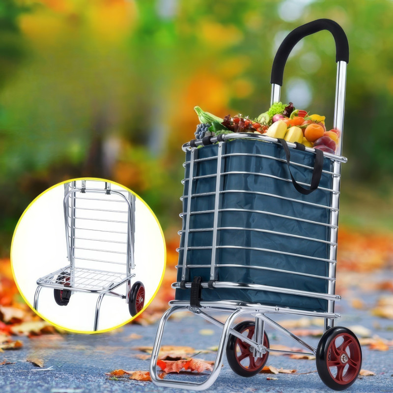 Складний візок алюмінієвий кошик на 2 колесах із навантаженням до 30 кг SH-3022 Silver