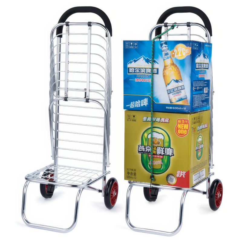 Складний візок алюмінієвий кошик на 2 колесах із навантаженням до 30 кг SH-3022 Silver