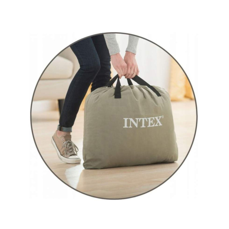 Полуторне надувне ліжко 203 x 152 x 56см, матрац із вбудованим електронасосом  Intex 64418 Gray