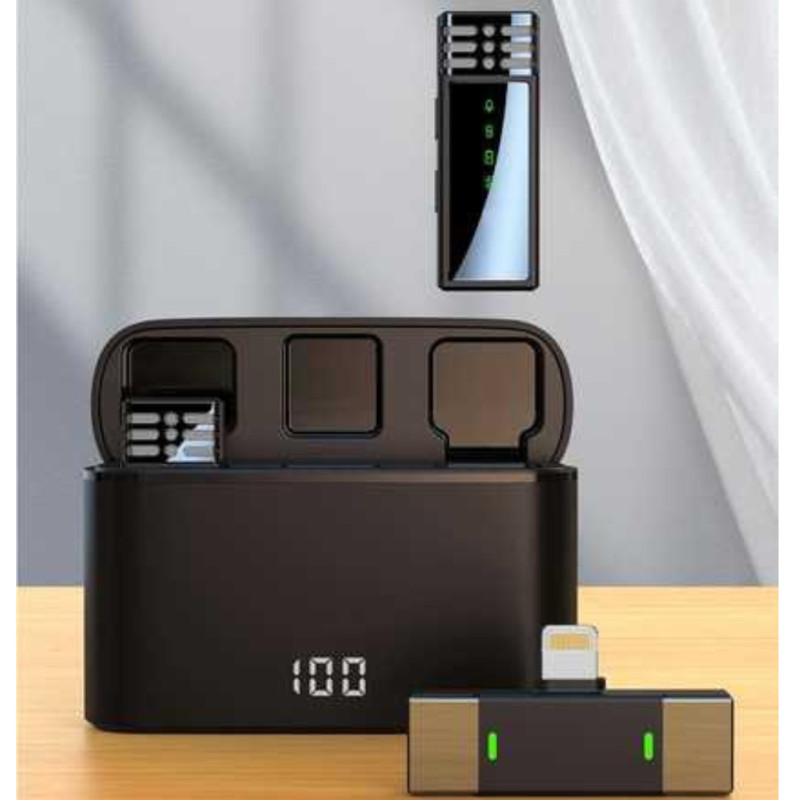 Бездротовий петличний мікрофон 2шт. для телефона Type-C потужний всеспрямований Proove Record Black