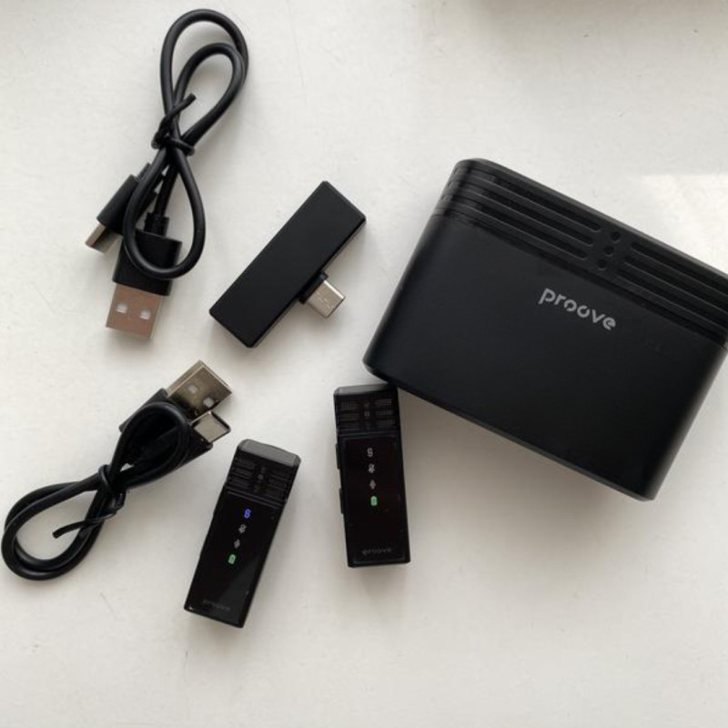 Бездротовий петличний мікрофон 2шт. для телефона Type-C потужний всеспрямований Proove Record Black