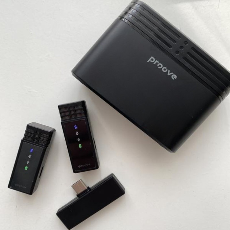 Бездротовий петличний мікрофон 2шт. для телефона Type-C потужний всеспрямований Proove Record Black