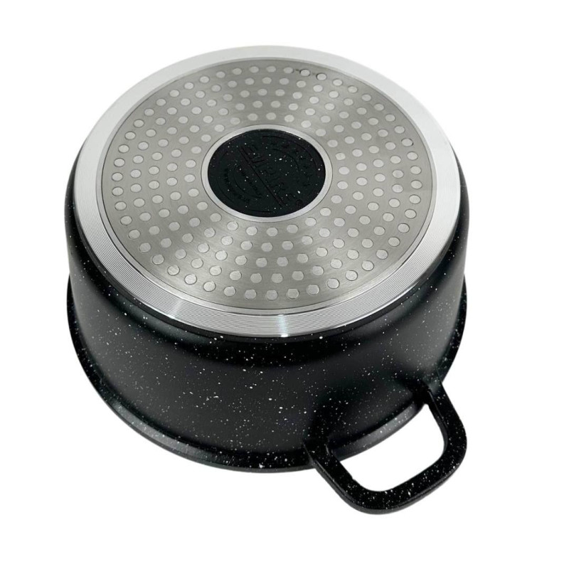 Набір посуду з 16 предметів каструлі та сковорода зі скляними кришками та силіконовими прихватками Empire EM-7338 Black