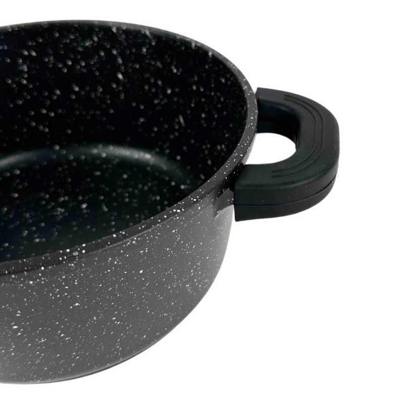 Набір посуду з 16 предметів каструлі та сковорода зі скляними кришками та силіконовими прихватками Empire EM-7338 Black