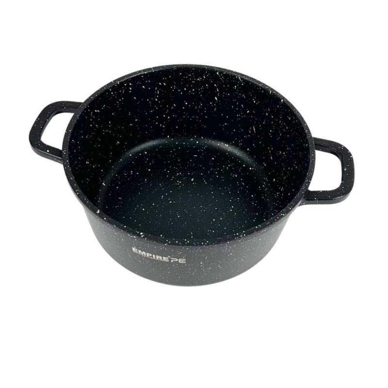 Набір посуду з 16 предметів каструлі та сковорода зі скляними кришками та силіконовими прихватками Empire EM-7338 Black