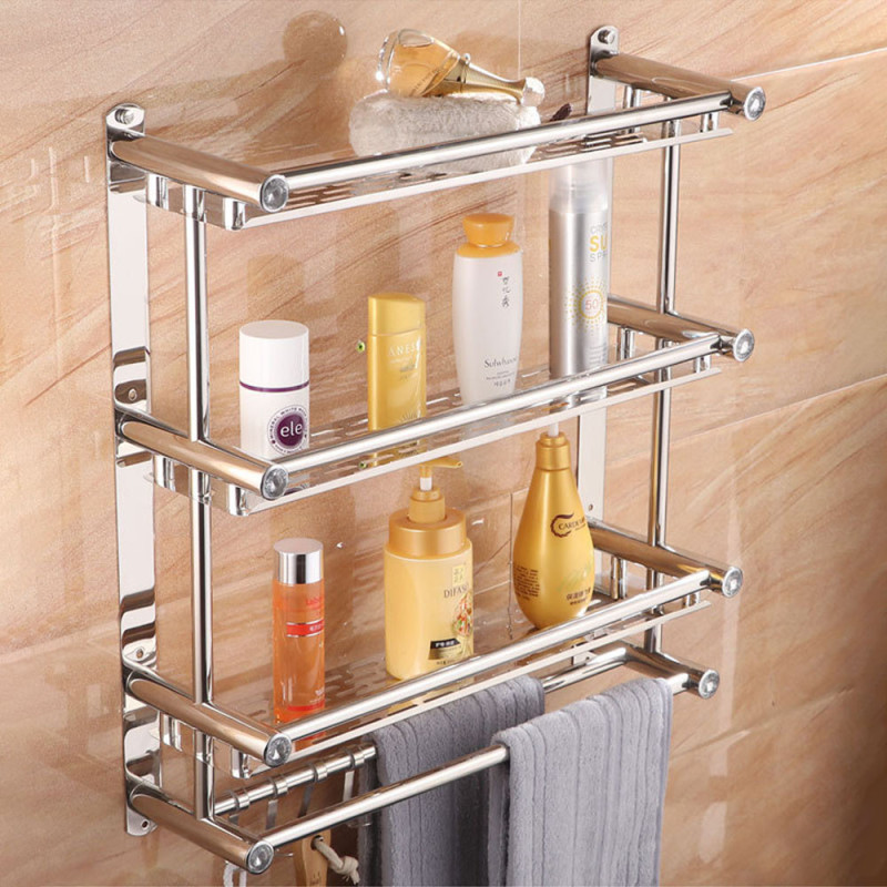 Настінна полиця у ванну Light Shelf 58х40х15см на 3 яруси LS-7823 Silver