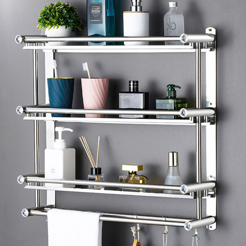 Настінна полиця у ванну Light Shelf 58х40х15см на 3 яруси LS-7823 Silver