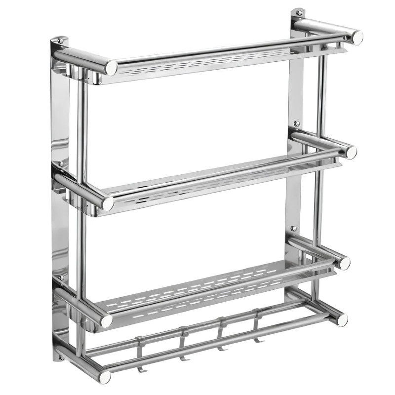 Настінна полиця у ванну Light Shelf 58х40х15см на 3 яруси LS-7823 Silver