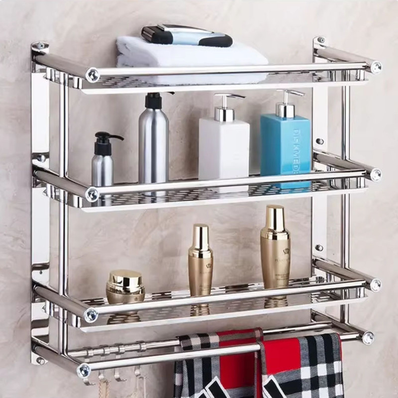 Настінна полиця у ванну Light Shelf 58х40х15см на 3 яруси LS-7823 Silver