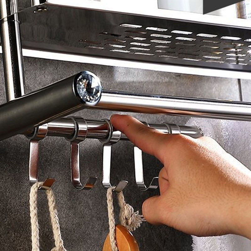 Настінна полиця у ванну Light Shelf 58х40х15см на 3 яруси LS-7823 Silver