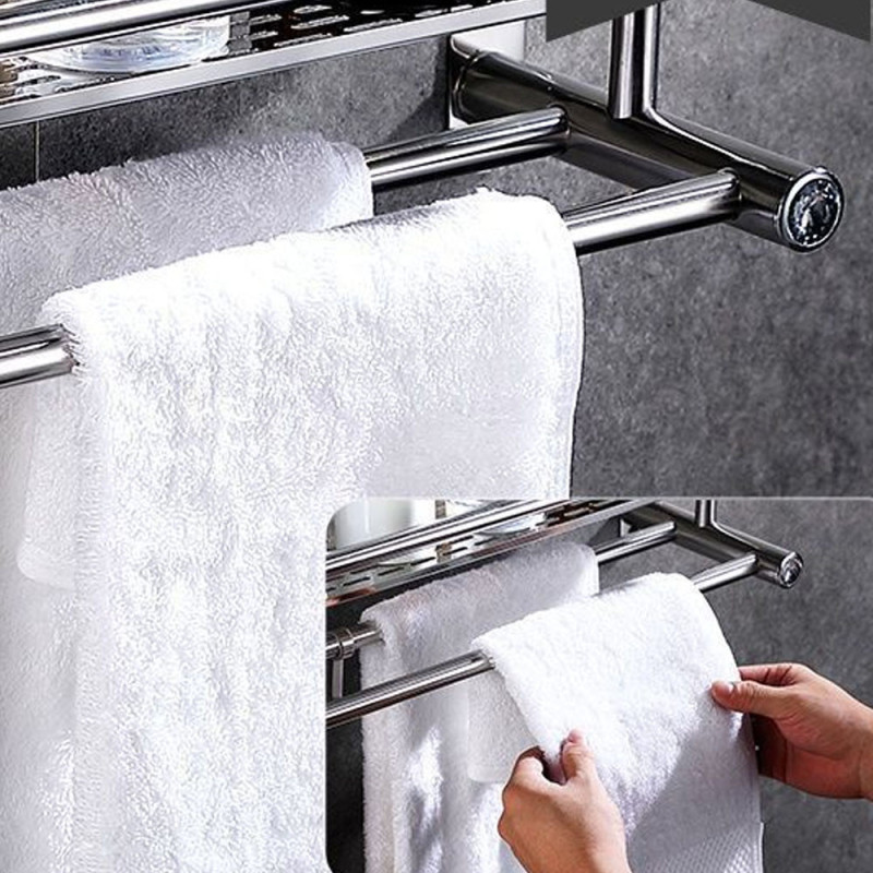 Настінна полиця у ванну Light Shelf 58х40х15см на 3 яруси LS-7823 Silver